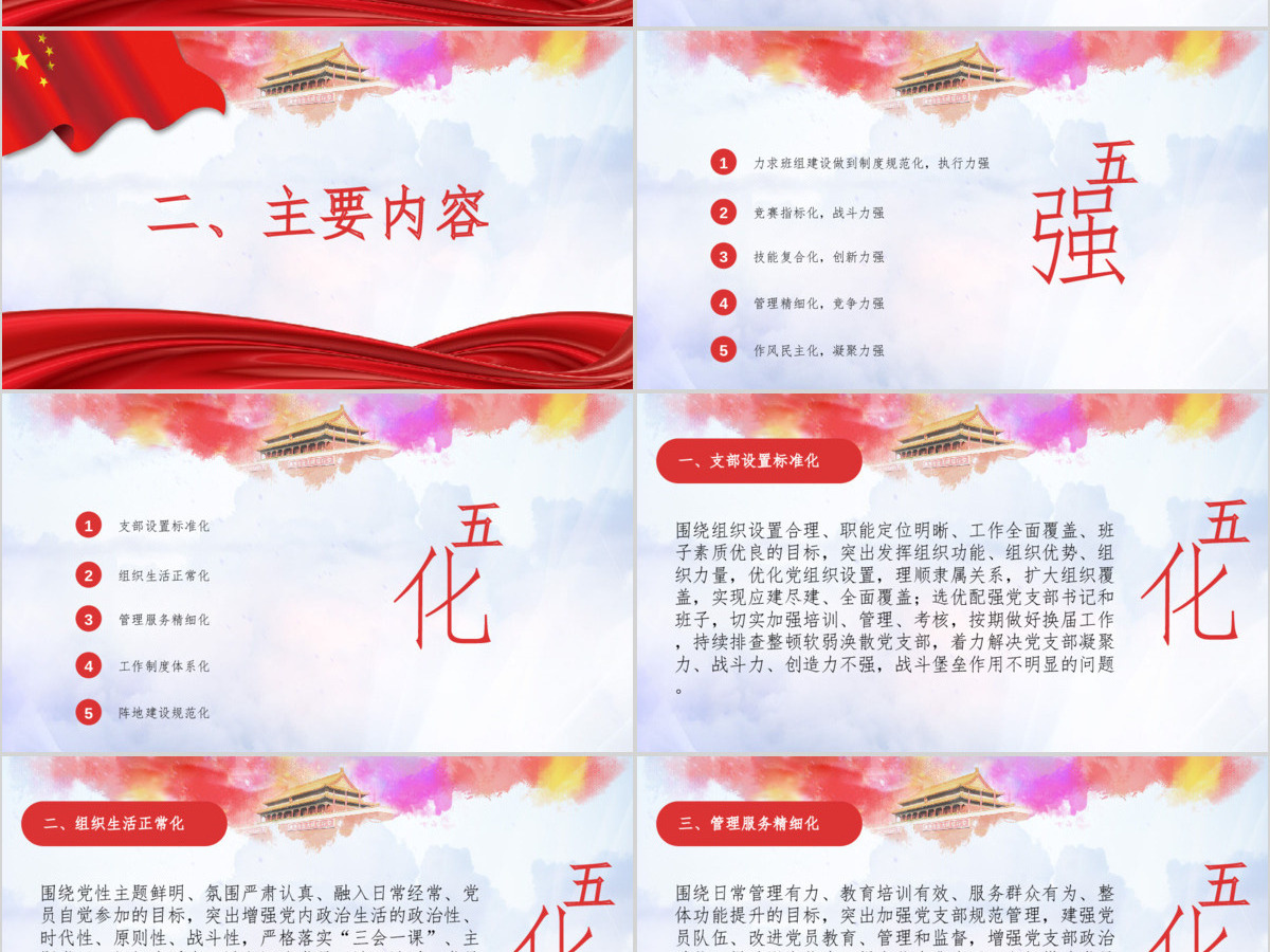 五强五化中国风党课PPT模板 五强五化中国风党课PPT模板