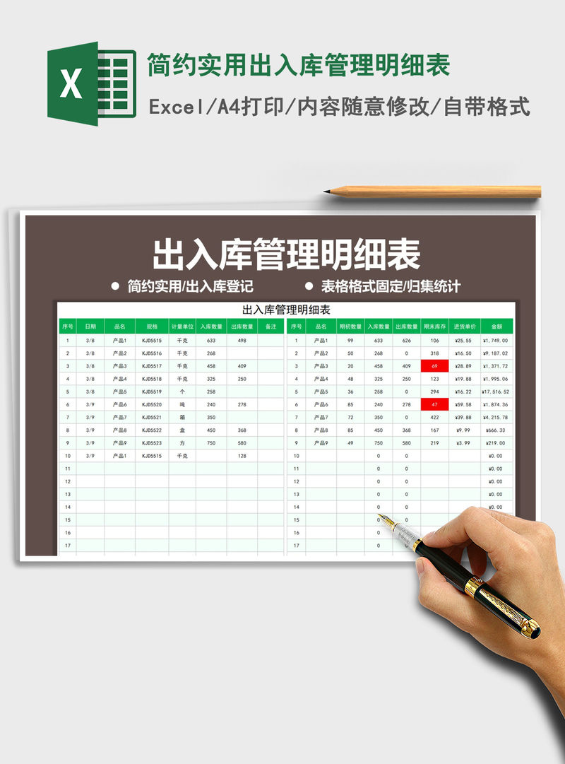 2021年简约实用出入库管理明细表 2021年简约实用出入库管理明细表