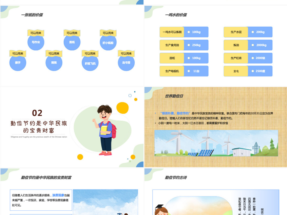 勤俭节约从我做起蓝色卡通风中小学生2022新学期主题班会课件模板PPT 勤俭节约从我做起蓝色卡通风中小学生2022新学期主题班会课件模板PPT