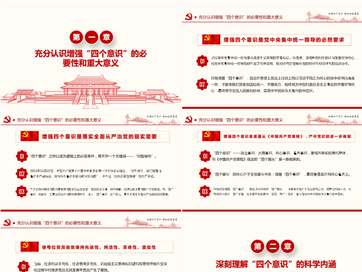 增强四个意识争做合格党员PPT模板 增强四个意识争做合格党员PPT模板