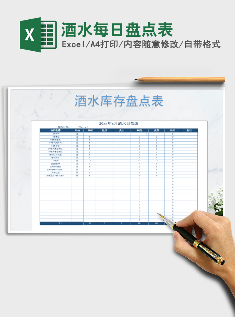 2021年酒水每日盘点表