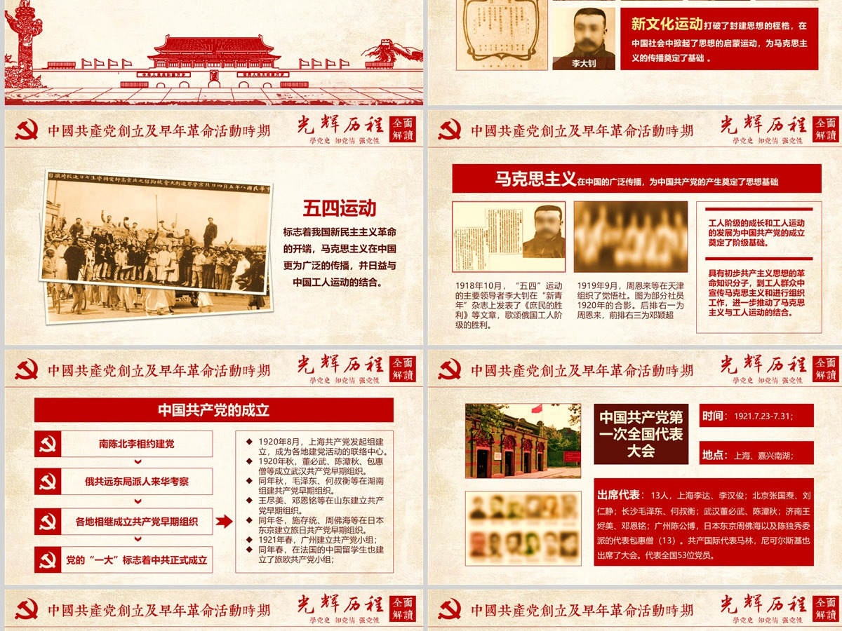 光辉的历程中国共产党党史党课学习ppt模板--含讲稿