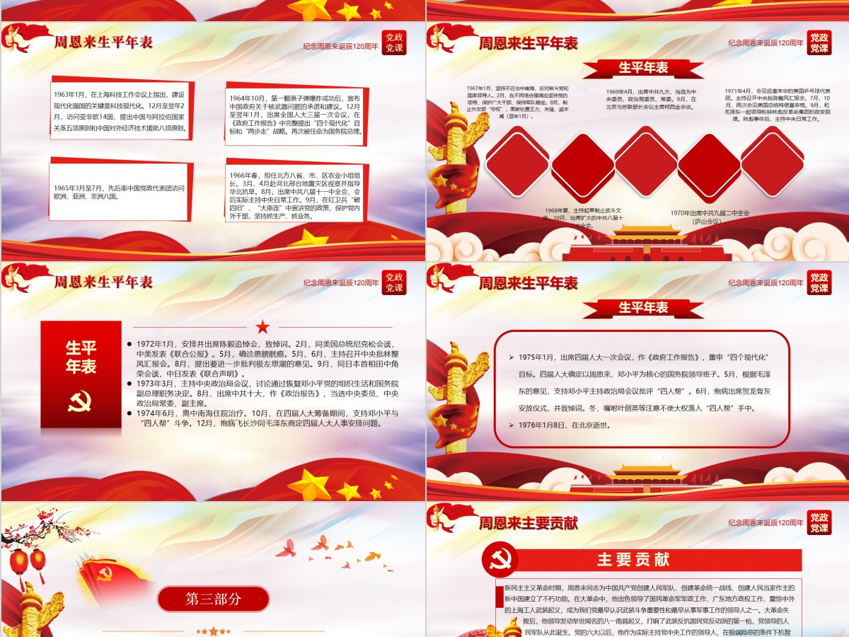 原创中国风爱国教育课堂笔记纪念周恩来诞辰121周年党政宣传PPT-版权可商用