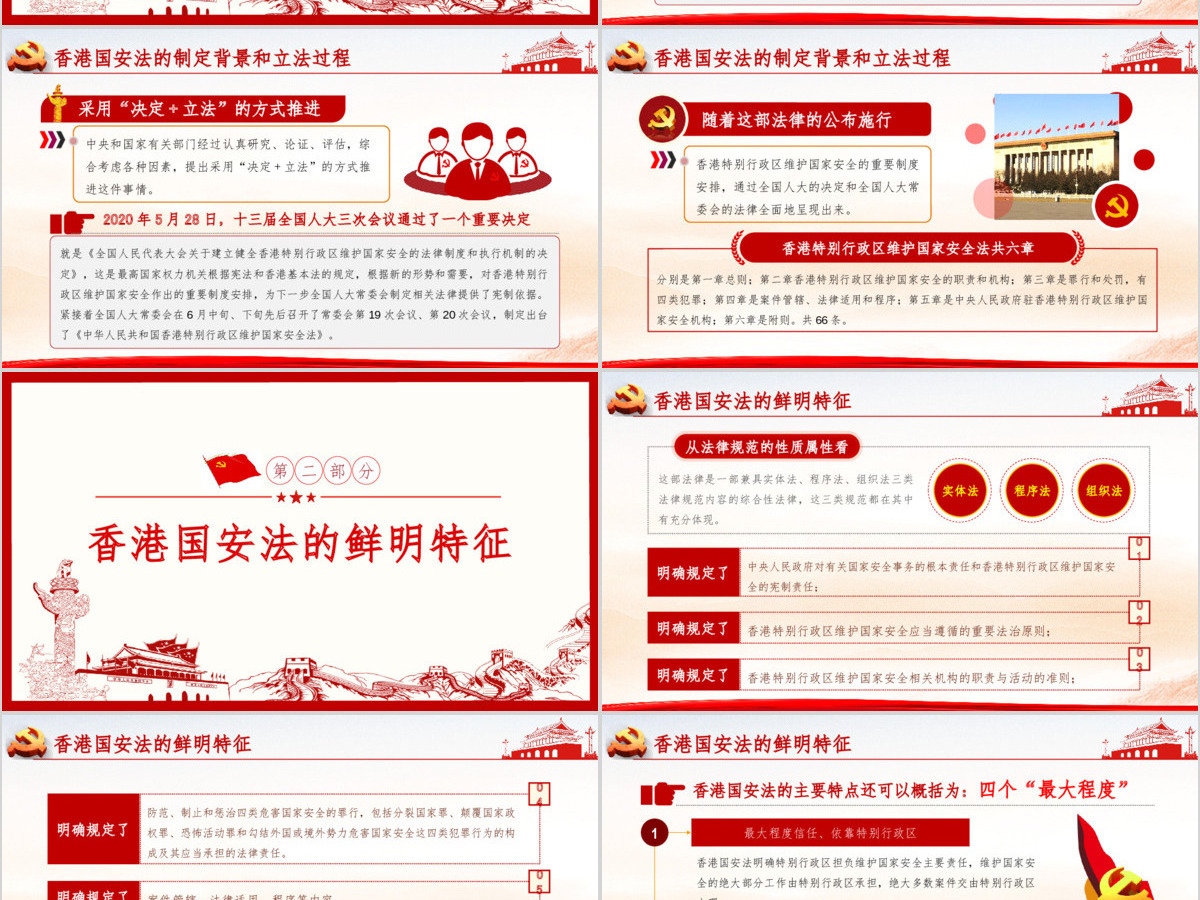 学习《香港特别行政区维护国家安全法》PPT模板 学习《香港特别行政区维护国家安全法》PPT模板