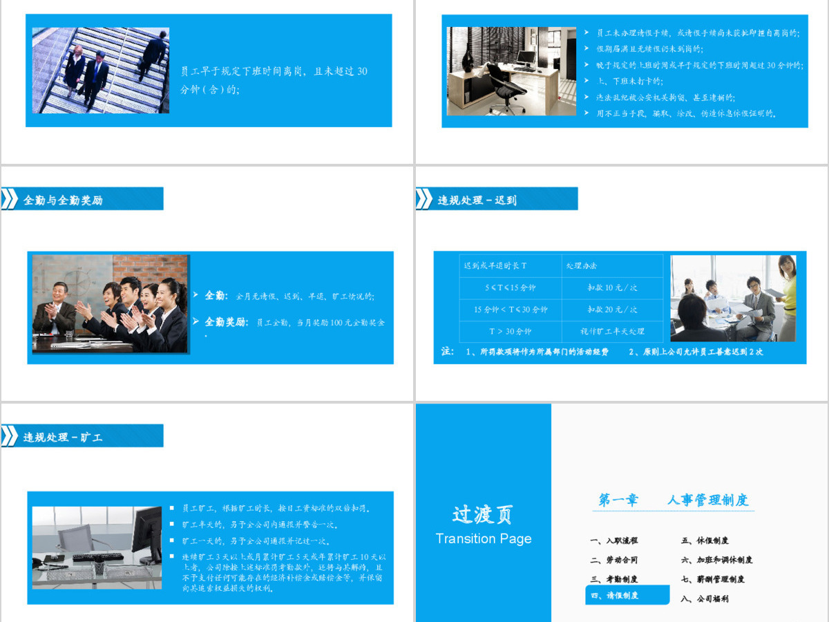 蓝色简约商务通用员工手册