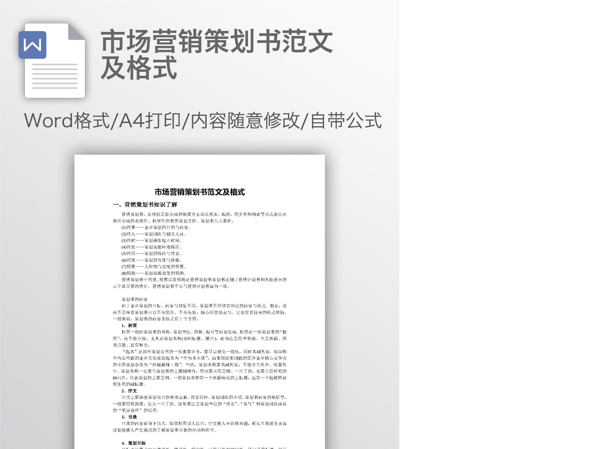 市场营销策划书范文及格式