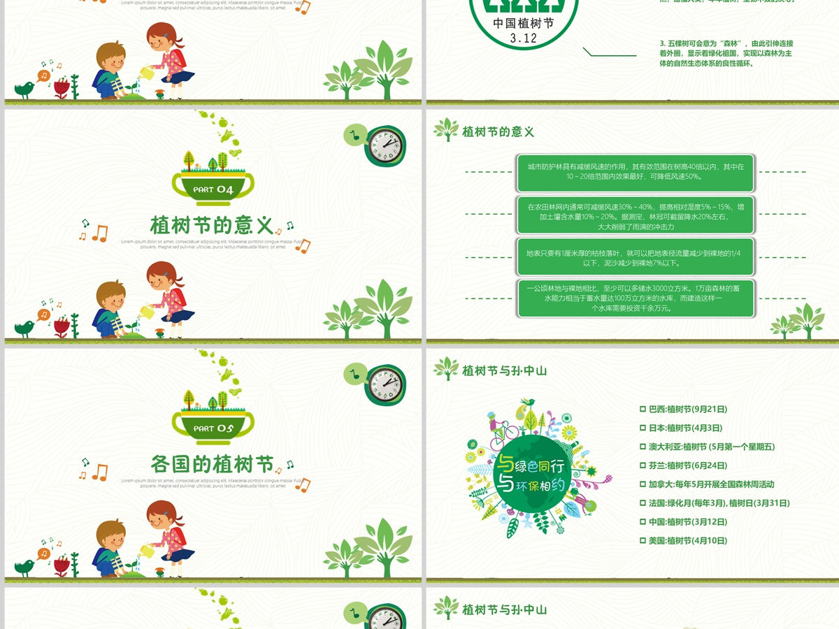 植树节保护环境卡通教育教学主题班会动态PPT模板 植树节保护环境卡通教育教学主题班会动态PPT模板