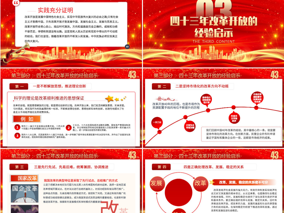 2021庆祝改革开放43年之建党100周年党史学习教育专题PPT模板-含讲稿 2021庆祝改革开放43年之建党100周年党史学习教育专题PPT模板-含讲稿