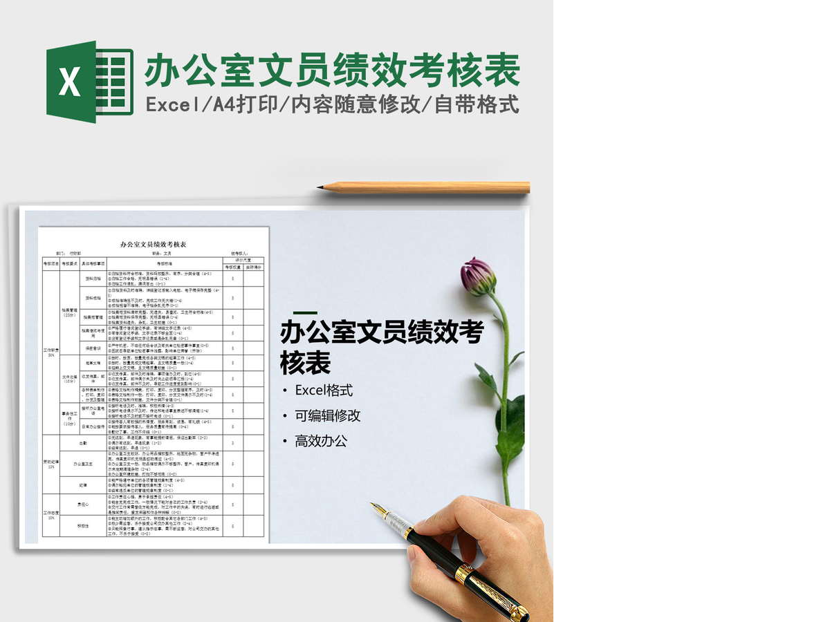 2021年办公室文员绩效考核表