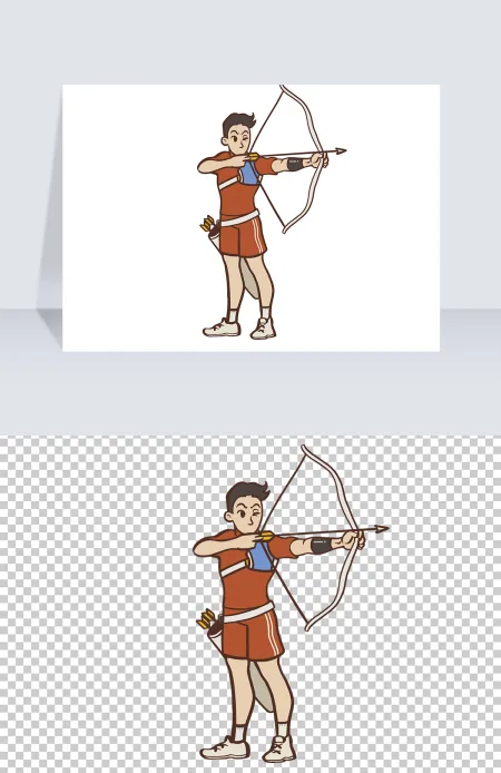 亚运会射箭卡通人物插画 亚运会射箭卡通人物插画