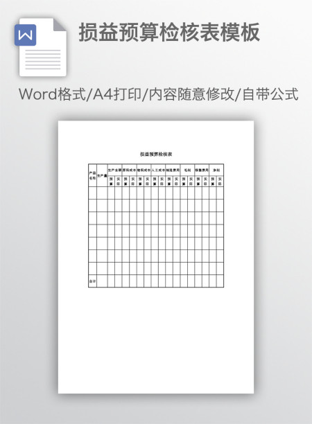 损益预算检核表模板