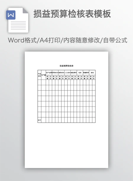 损益预算检核表模板