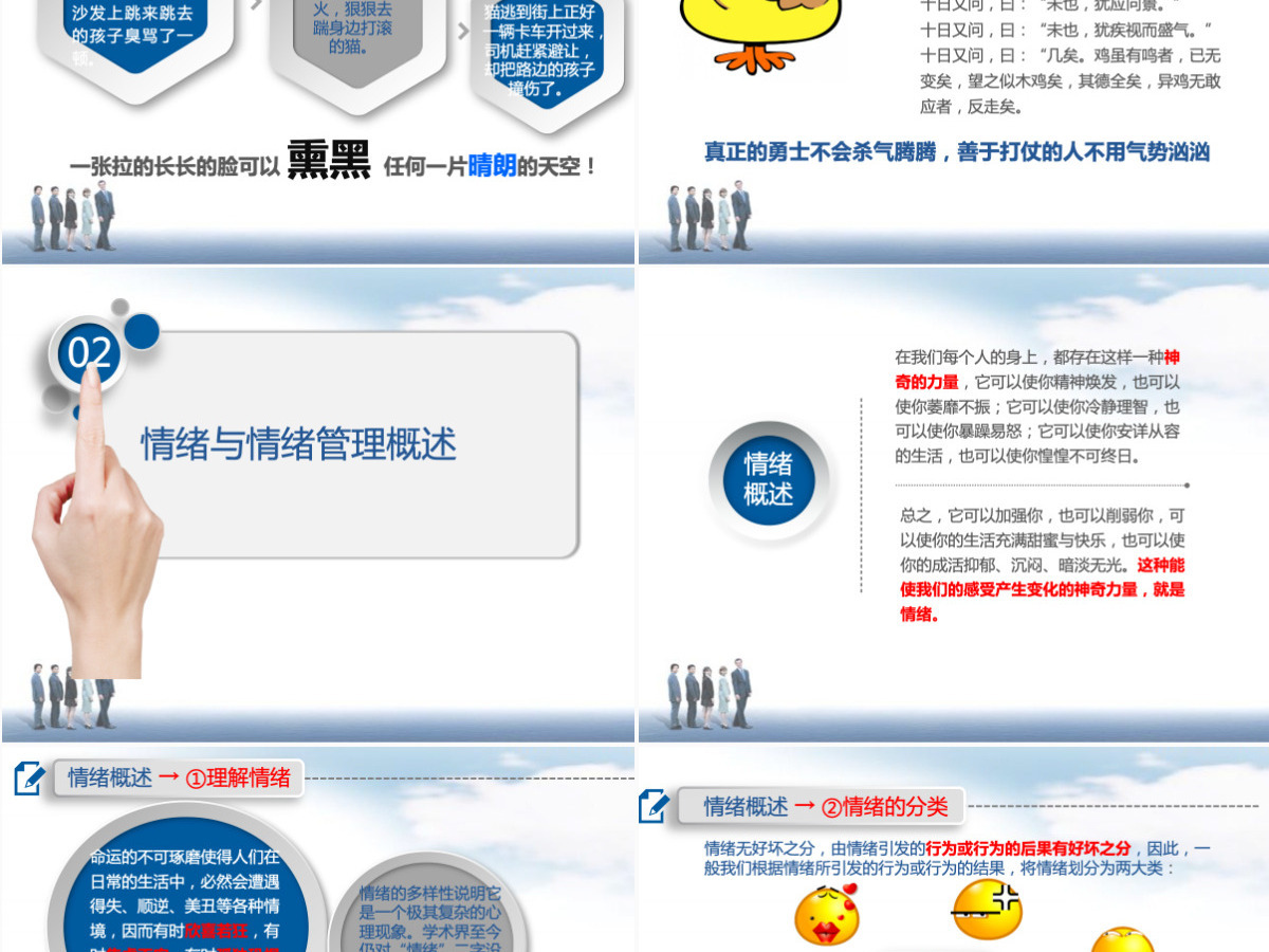 蓝色微粒体情绪管理ppt模板 蓝色微粒体情绪管理ppt模板
