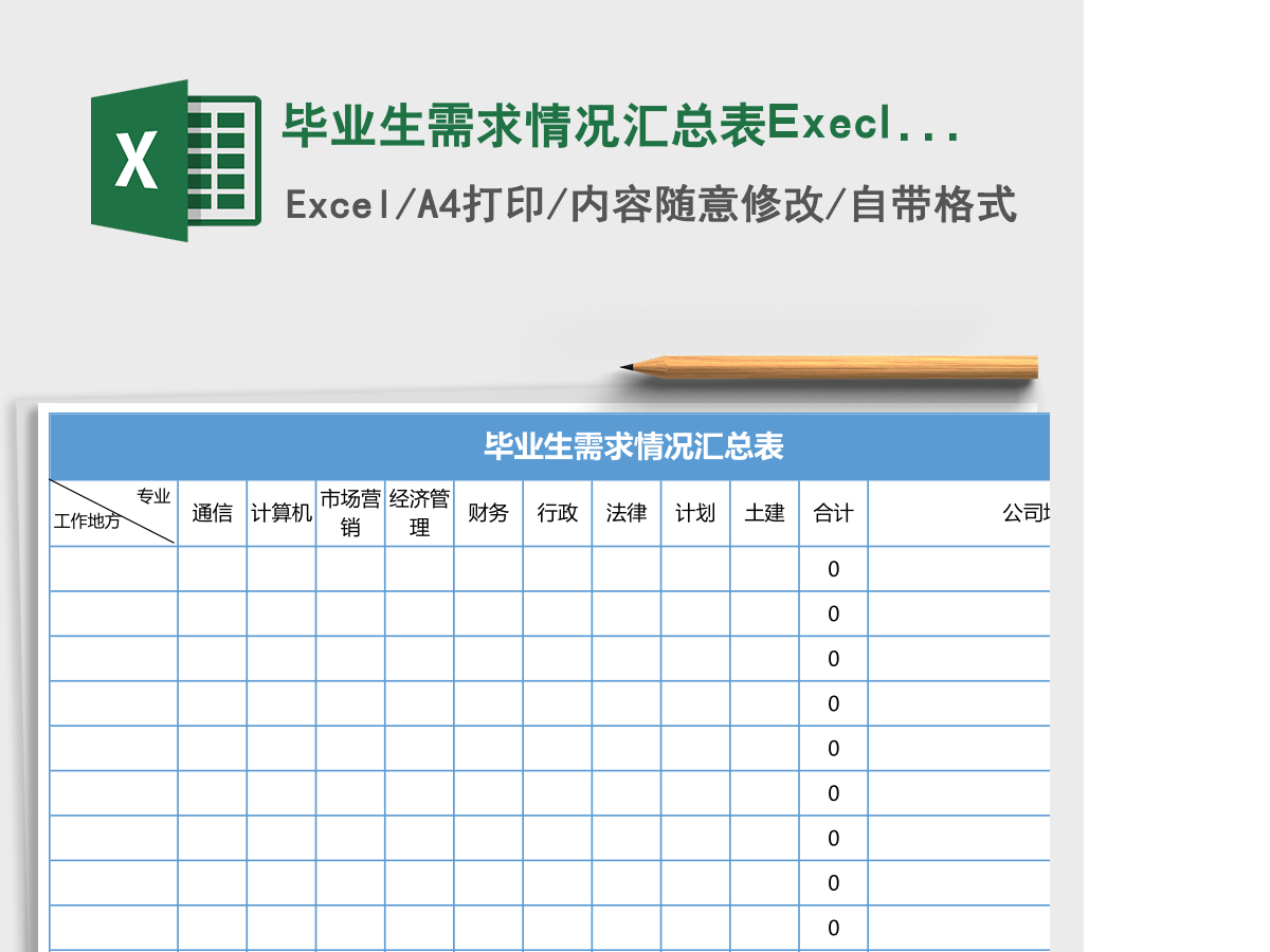 毕业生需求情况汇总表Execl表格