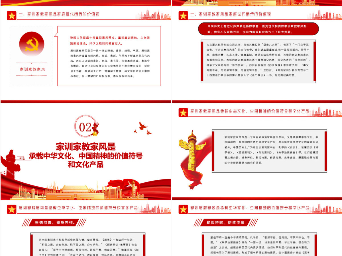 传中华家训家教家风树新时代文明新风红色党政风党员干部学习辅导微党课课件PPT 传中华家训家教家风树新时代文明新风红色党政风党员干部学习辅导微党课课件PPT