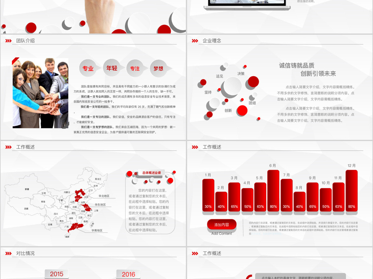2019年度红色大气年终工作总结PPT模板