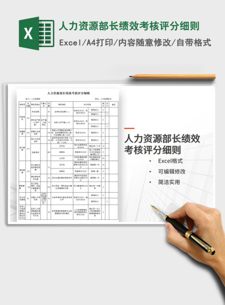 2022年人力资源部长绩效考核评分细则免费下载