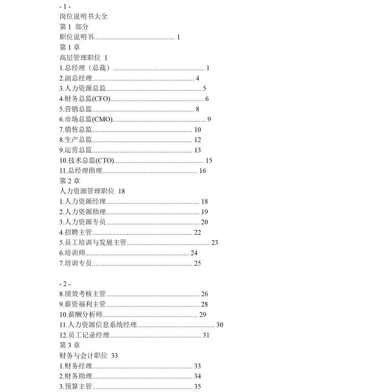 岗位说明书大全-171页 岗位说明书大全-171页