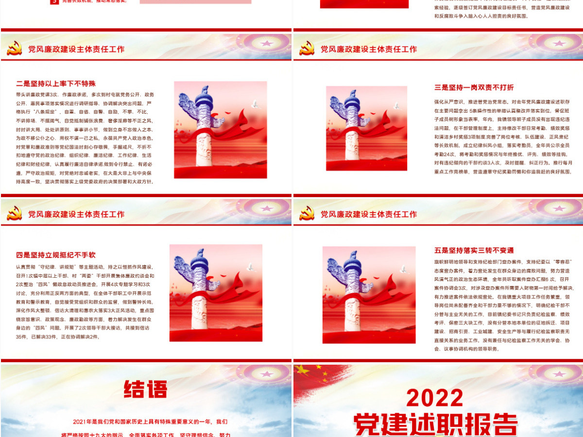 红色党政风2022基层党委党支部党建工作述职基层党组织党支部书记党员干部党建工作述职报告专题党课课件PPT