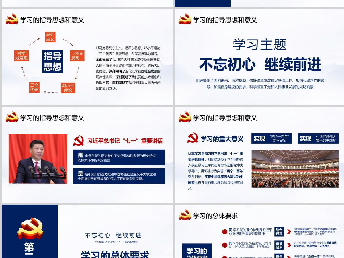 学习解读习近平总书记“七一”重要讲话精神PPT模板 学习解读习近平总书记“七一”重要讲话精神PPT模板