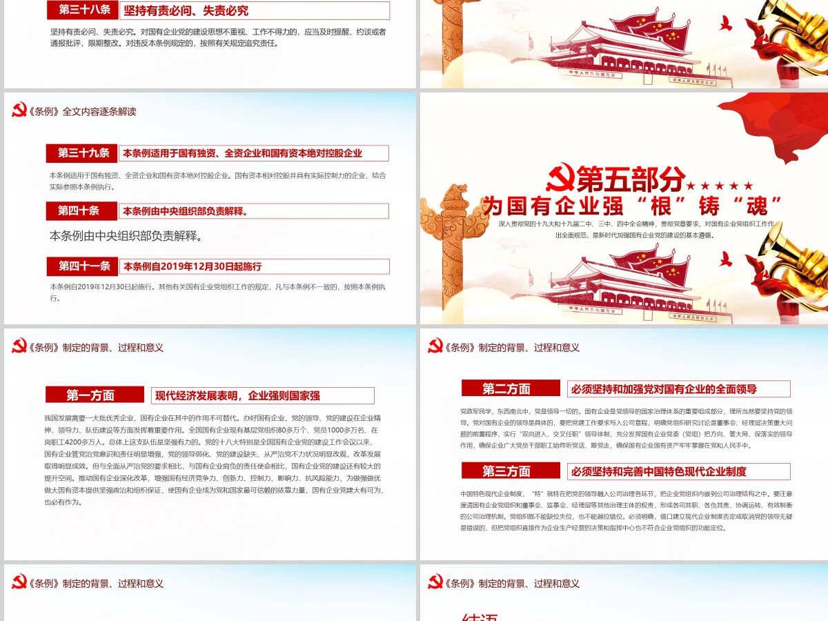 完整解读2020中国共产党国有企业基层组织工作条例全文内容PPT模版 完整解读2020中国共产党国有企业基层组织工作条例全文内容PPT模版