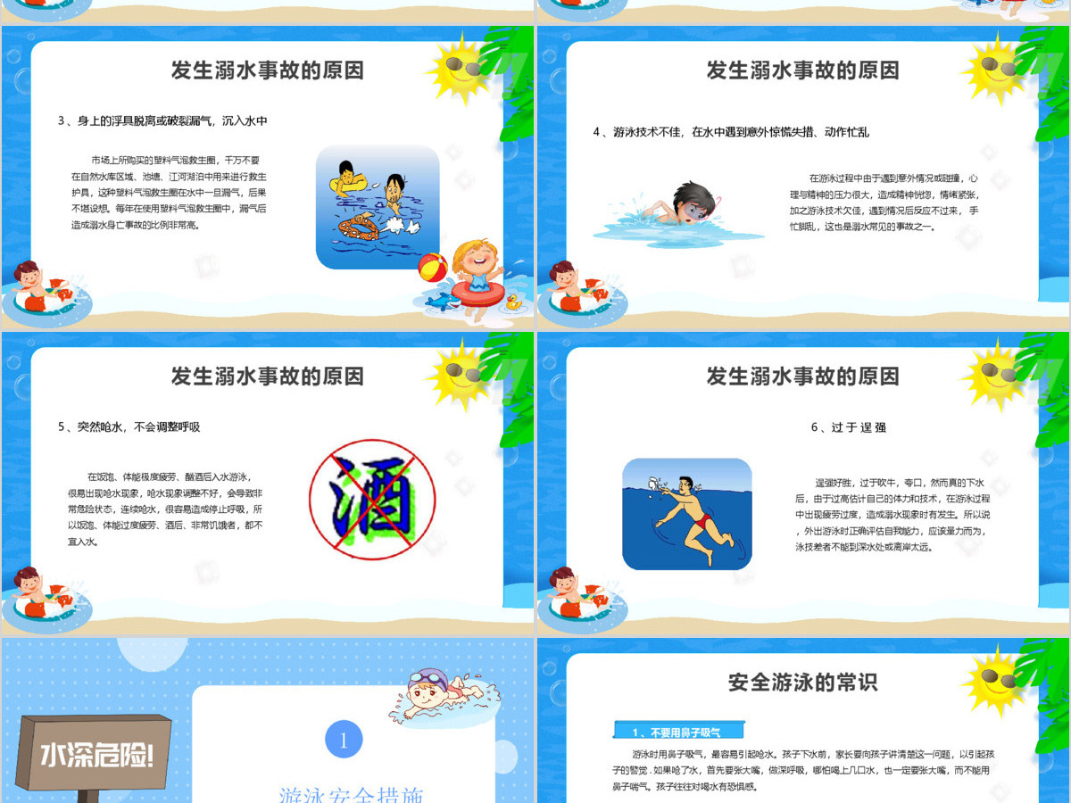 暑期防溺水安全知识教育PPT模板