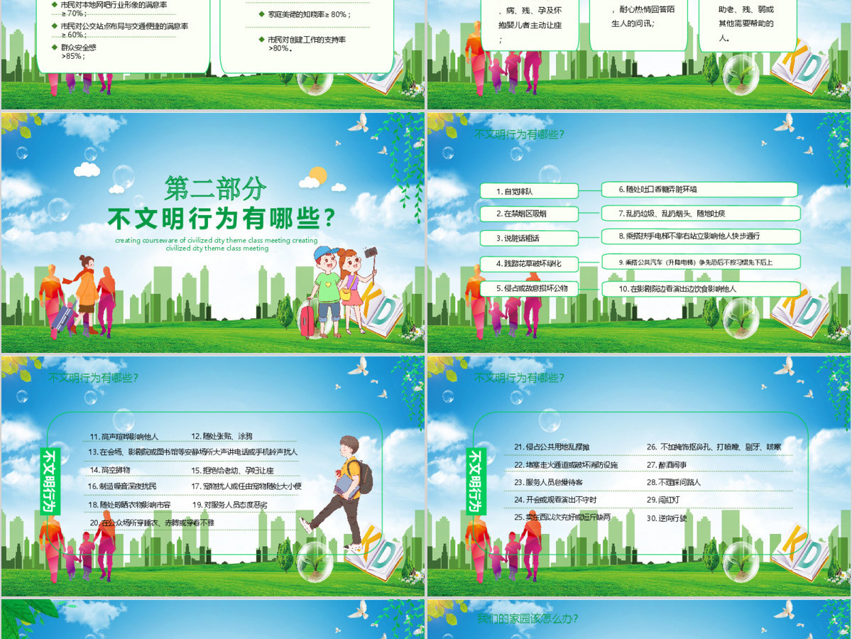绿色创建文明城市我们共同努力PPT模板 绿色创建文明城市我们共同努力PPT模板