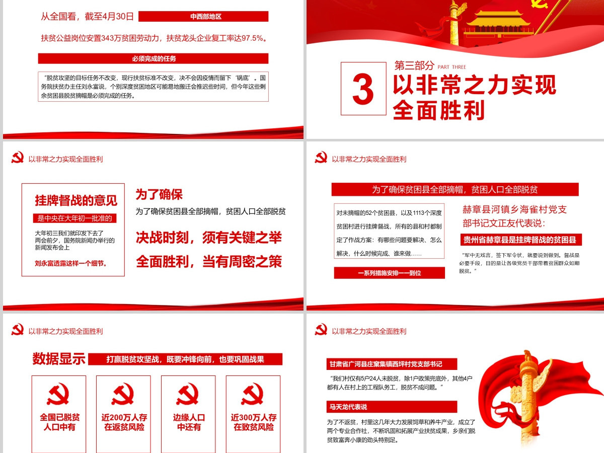 决战决胜脱贫攻坚从取得决定性成就到夺取全面胜利动态PPT1-含讲稿