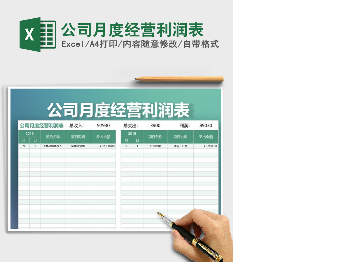 2021年公司月度经营利润表