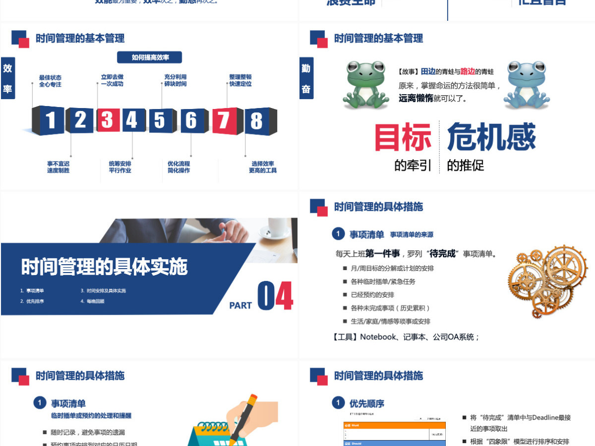 框架完整商务风企业员工团队时间管理技能培训课件PPT模板