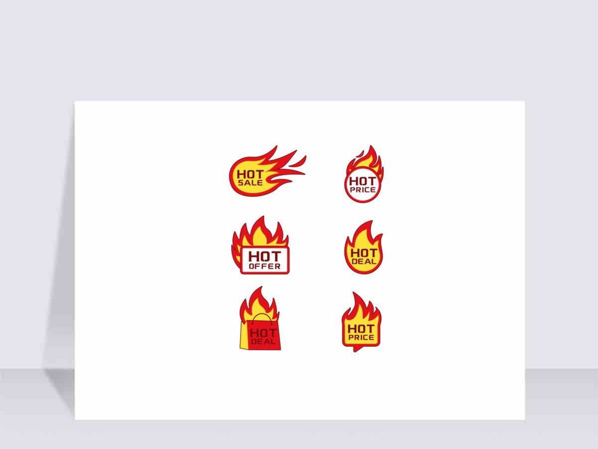 火焰热销促销标签设计矢量元素
