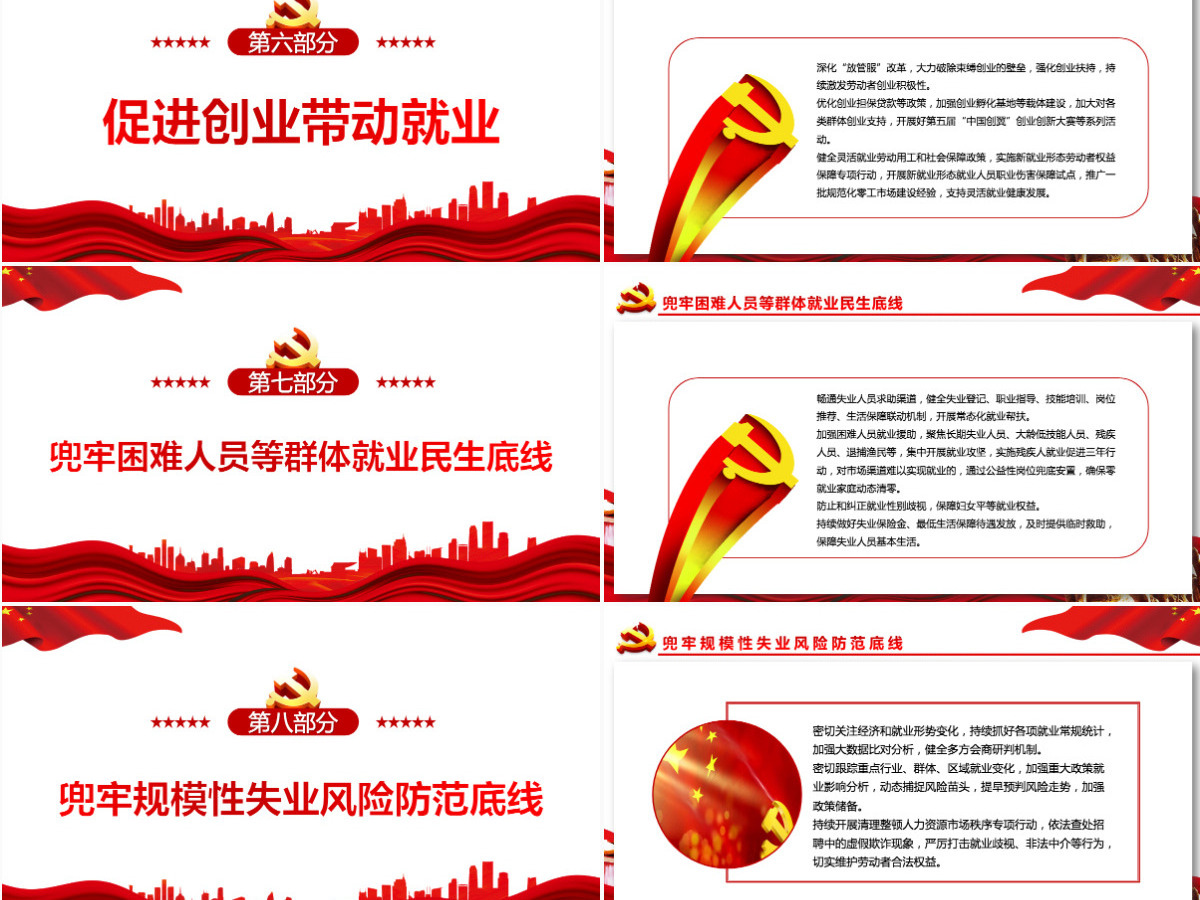 八大举措稳就业党政风党员干部学习教育专题党课课件模板PPT-含讲稿 八大举措稳就业党政风党员干部学习教育专题党课课件模板PPT-含讲稿