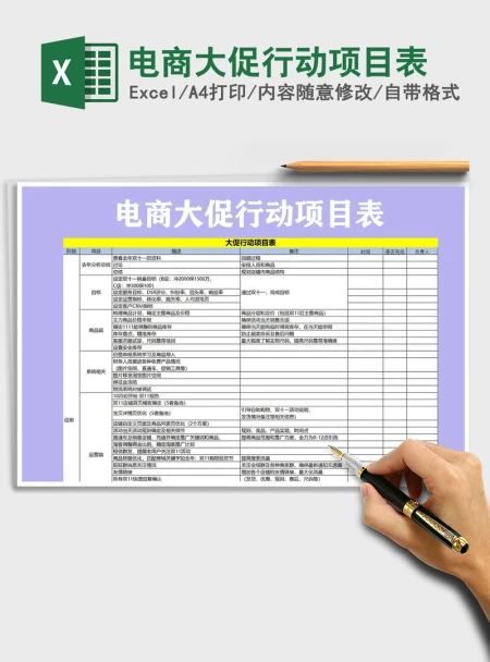 2021年电商大促行动项目表