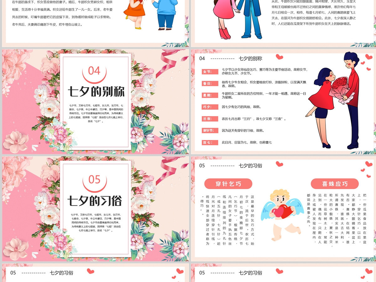 2022七夕甜蜜相约卡通风七夕节日课件模板PPT 2022七夕甜蜜相约卡通风七夕节日课件模板PPT