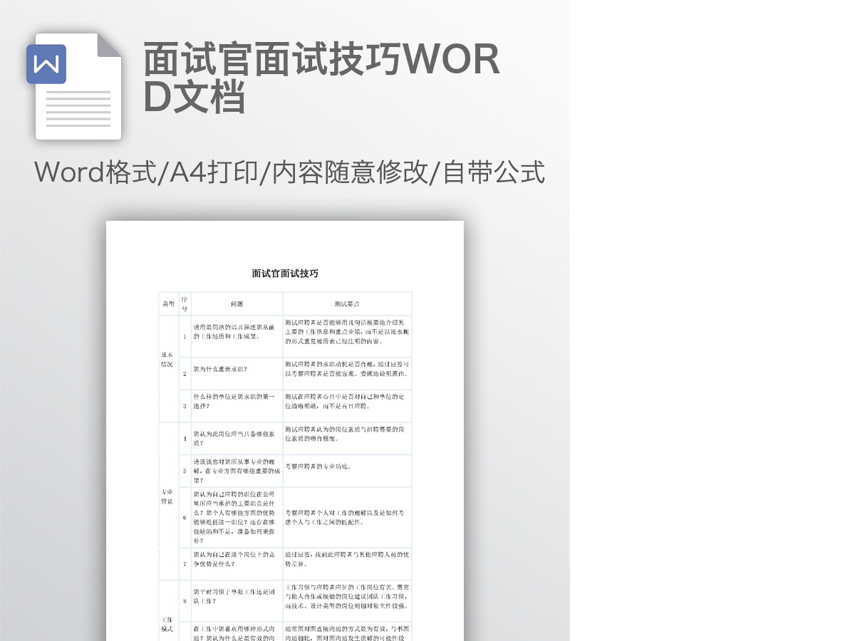 面试官面试技巧WORD文档 面试官面试技巧WORD文档
