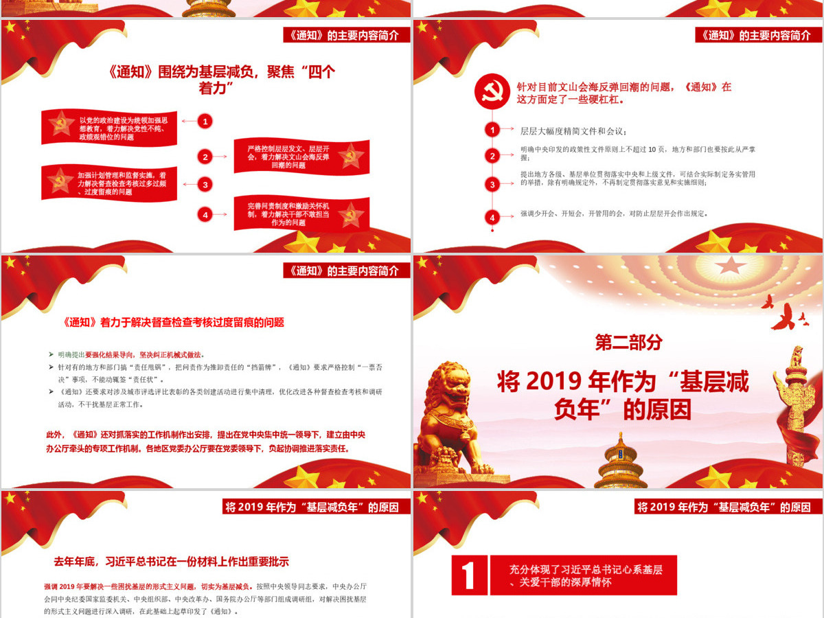 红色大气党政关于解决形式主义突出问题为基层减负的通知党课通用PPT 红色大气党政关于解决形式主义突出问题为基层减负的通知党课通用PPT