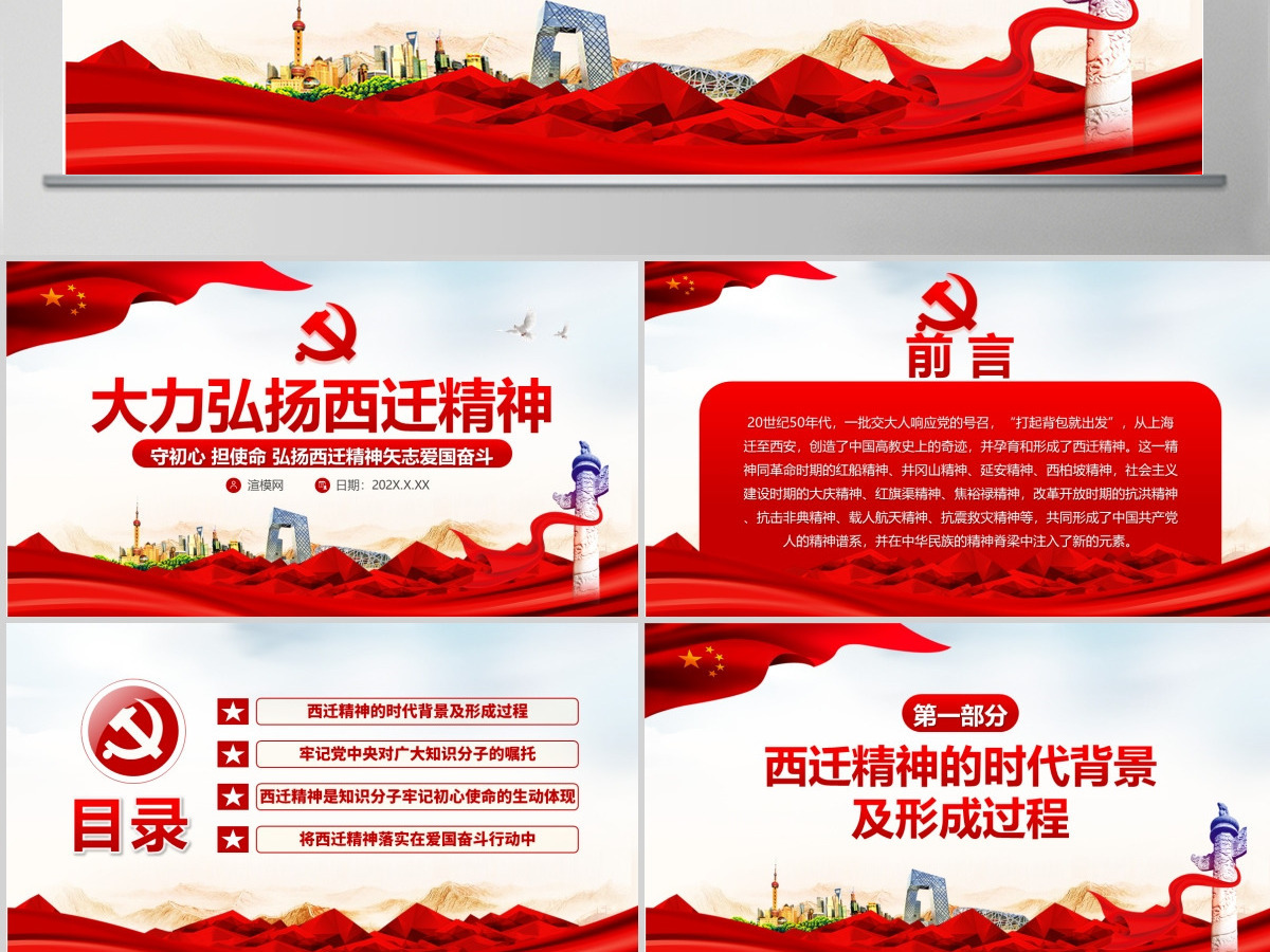 大力弘扬西迁精神PPT模板--含讲稿