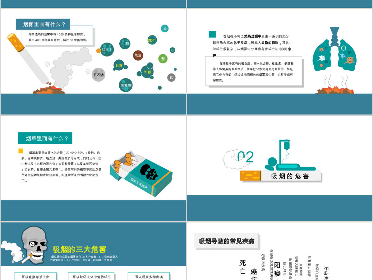 原创世界禁烟日主题班会无烟日宣传PPT模板-版权可商用