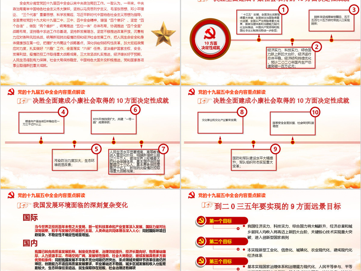 简约党建风中国共产党第十九届五中全会公报学习解读PPT