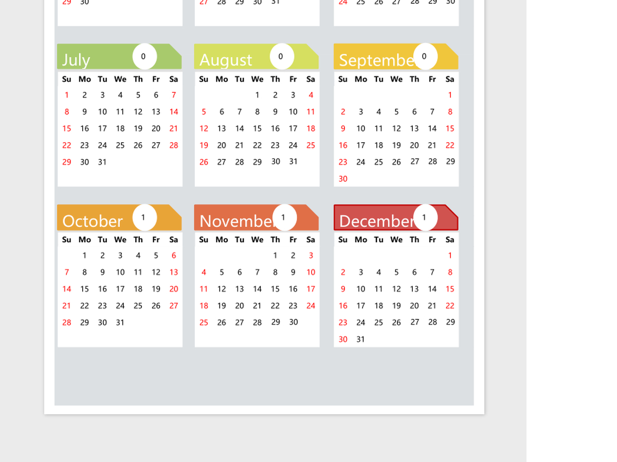 2018年彩色日历表excel表格模板 2018年彩色日历表excel表格模板