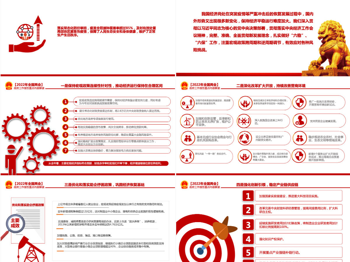 2022政府工作报告全文红色大气深入学习贯彻全国两会精神党课课件PPT-含讲稿 2022政府工作报告全文红色大气深入学习贯彻全国两会精神党课课件PPT-含讲稿