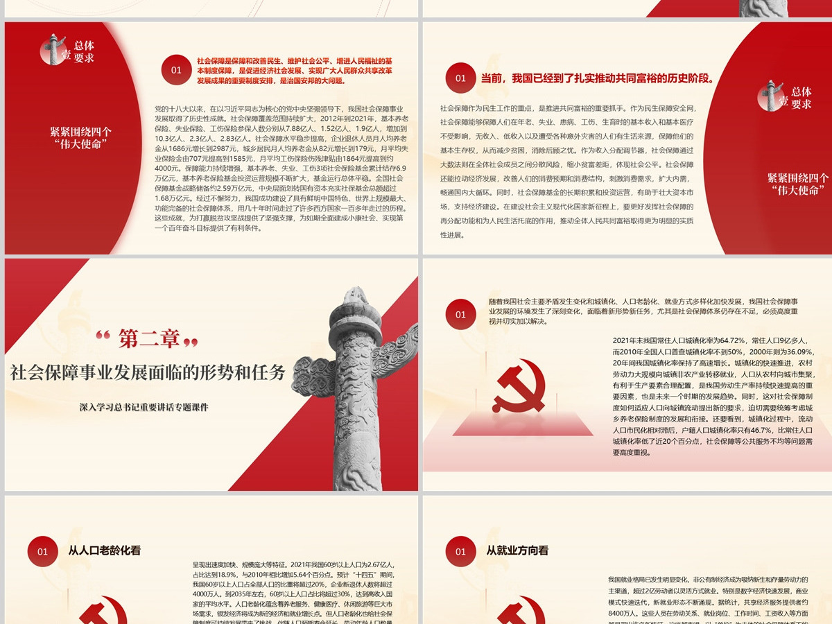 进一步织密社会保障安全网PPT红色党政风深入学习总书记重要讲话专题课件模板 进一步织密社会保障安全网PPT红色党政风深入学习总书记重要讲话专题课件模板