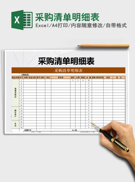 2021年采购清单明细表