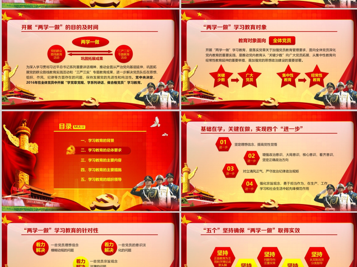 部队军队两学一做学习教育PPT模板 部队军队两学一做学习教育PPT模板