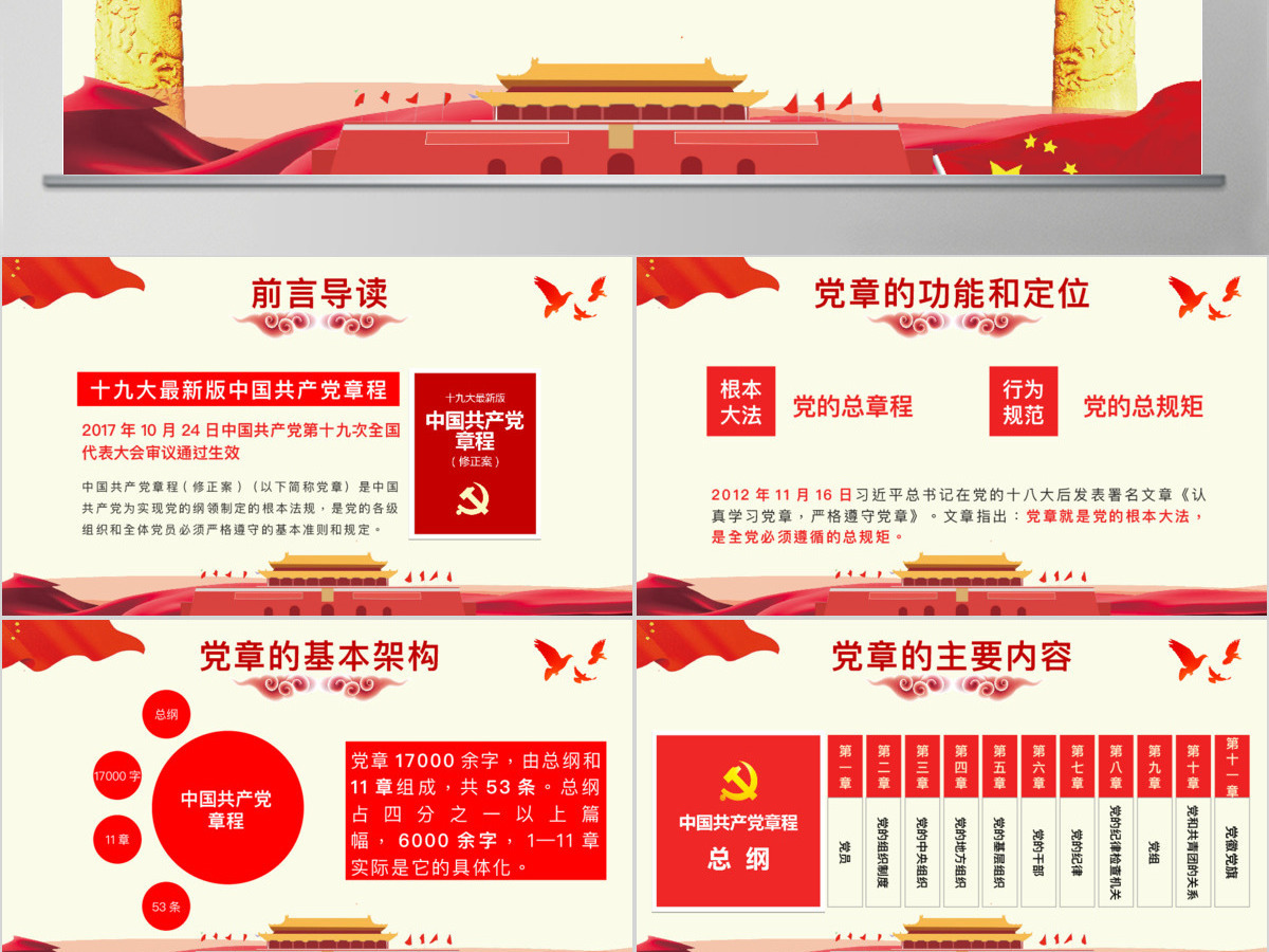 解读学习党的章程十大修改十九大新党章PPT模板