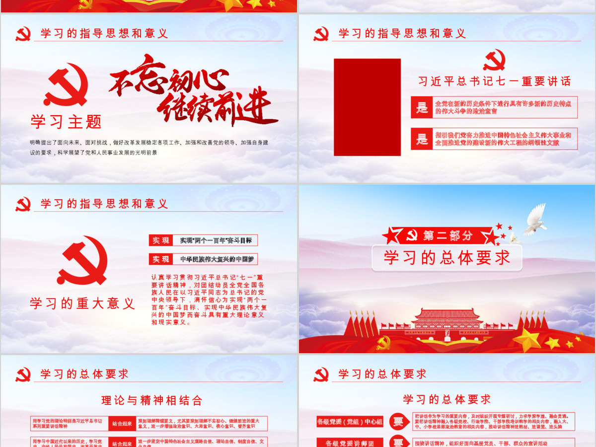不忘初心七一重要讲话学习ppt模板幻灯片 不忘初心七一重要讲话学习ppt模板幻灯片