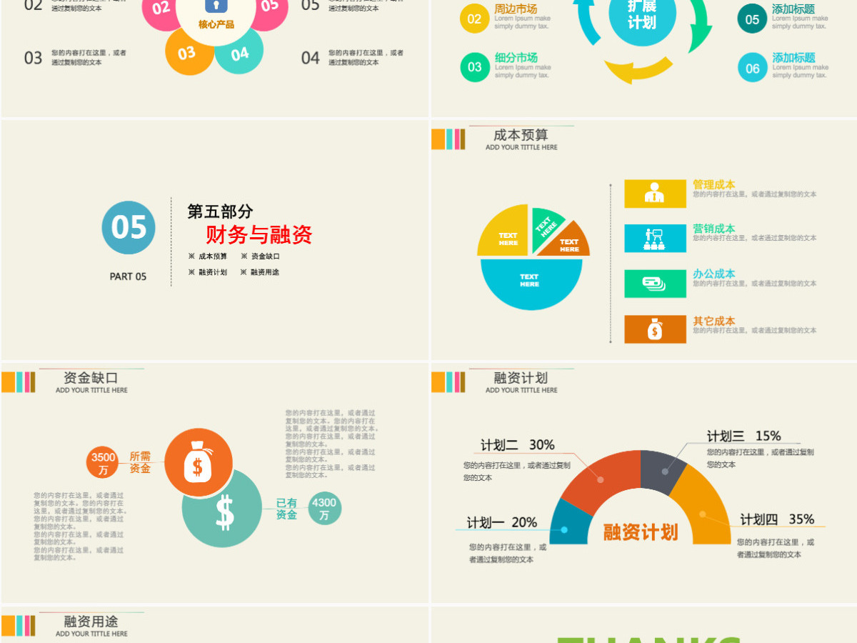 炫彩创业商业融资计划书PPT模板 炫彩创业商业融资计划书PPT模板