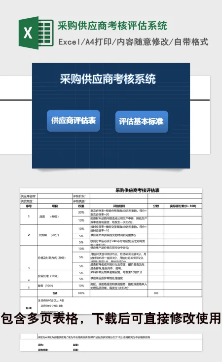 采购供应商考核评估系统ExceL表格 采购供应商考核评估系统ExceL表格