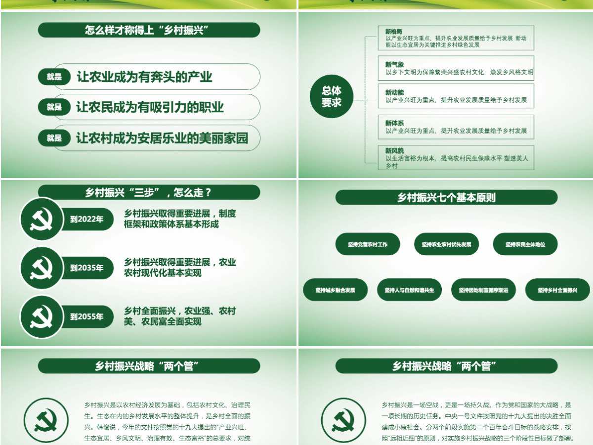 清新绿色乡村振兴战略农村工作农村党课PPT课件
