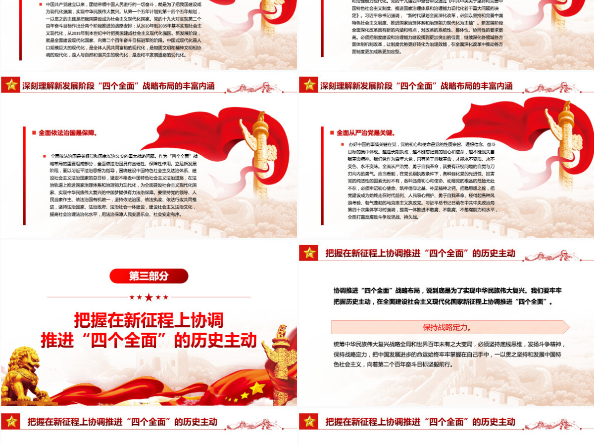 在新征程上协调推进“四个全面”战略布局党政风党员干部学习教育专题党课PPT-含讲稿